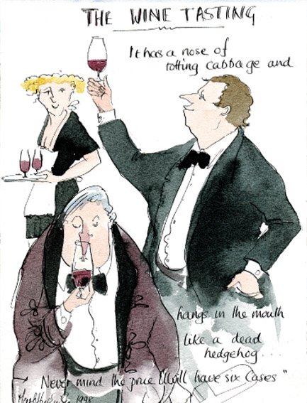 The Wine Tasting - Funny Cartoon Prints by Mark Huskinson